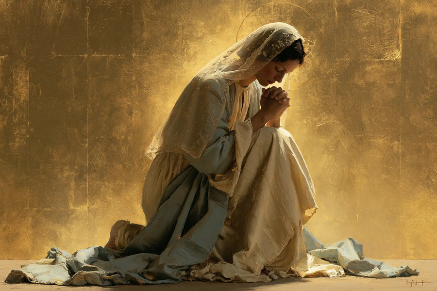 Virgin Mary in Prayer - Sacred Gold · Landscape n° 8