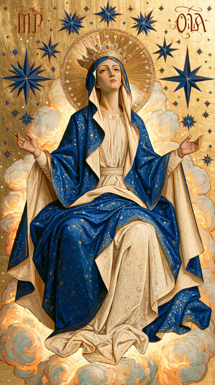Mary, Queen of Heaven — The Queen with the Golden Disc and Vivid Mantle