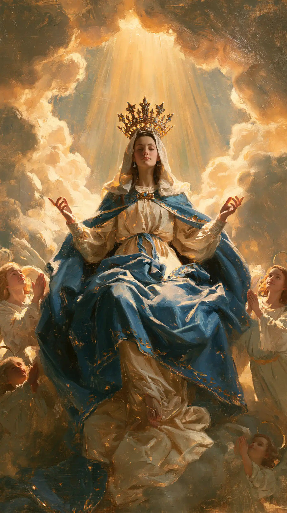 Mary glorified as Queen of Heaven in Heavenly Glory style, portrait Christian artwork no. 9