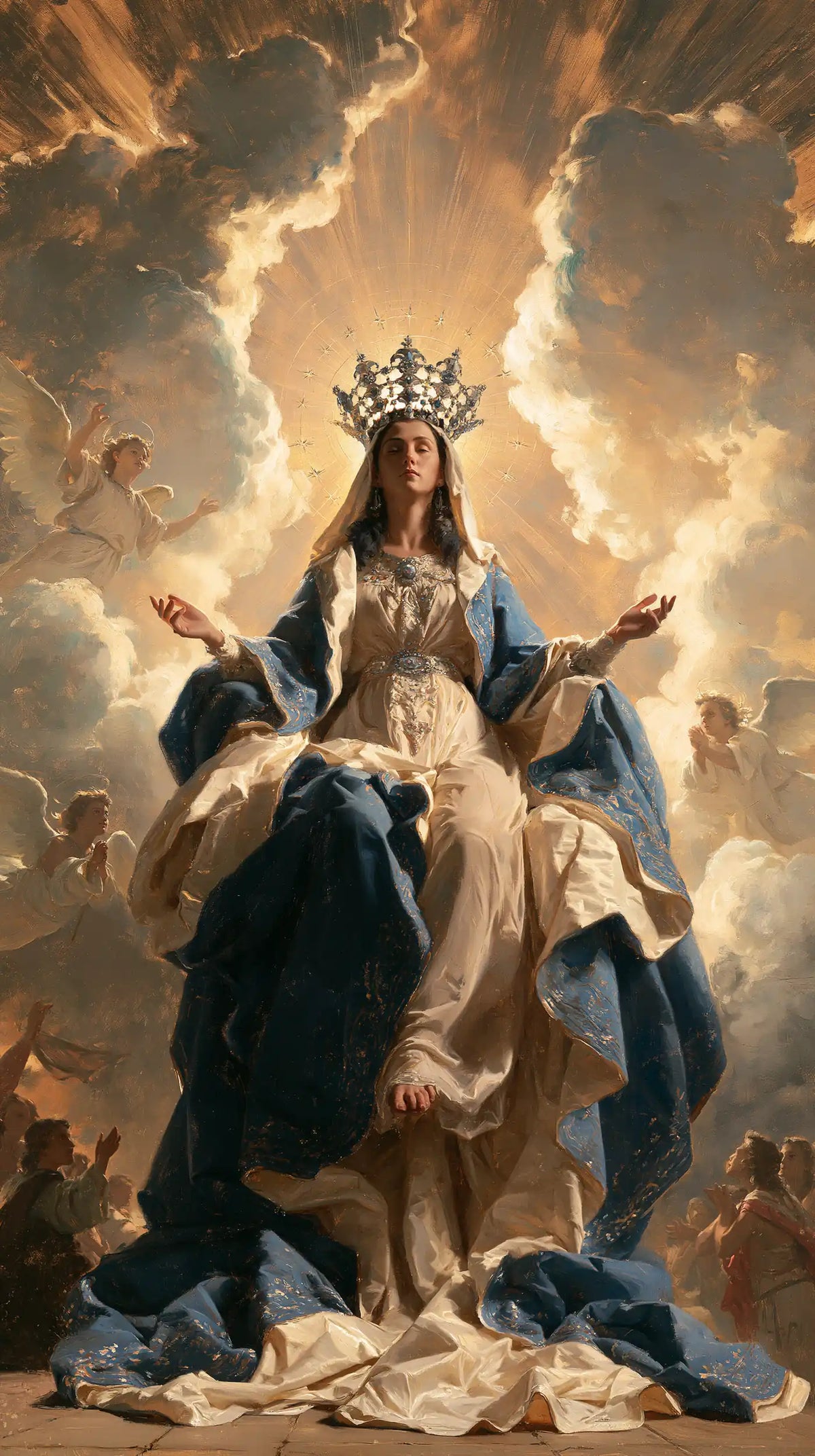 Mary glorified as Queen of Heaven in Heavenly Glory style, portrait Christian artwork no. 10