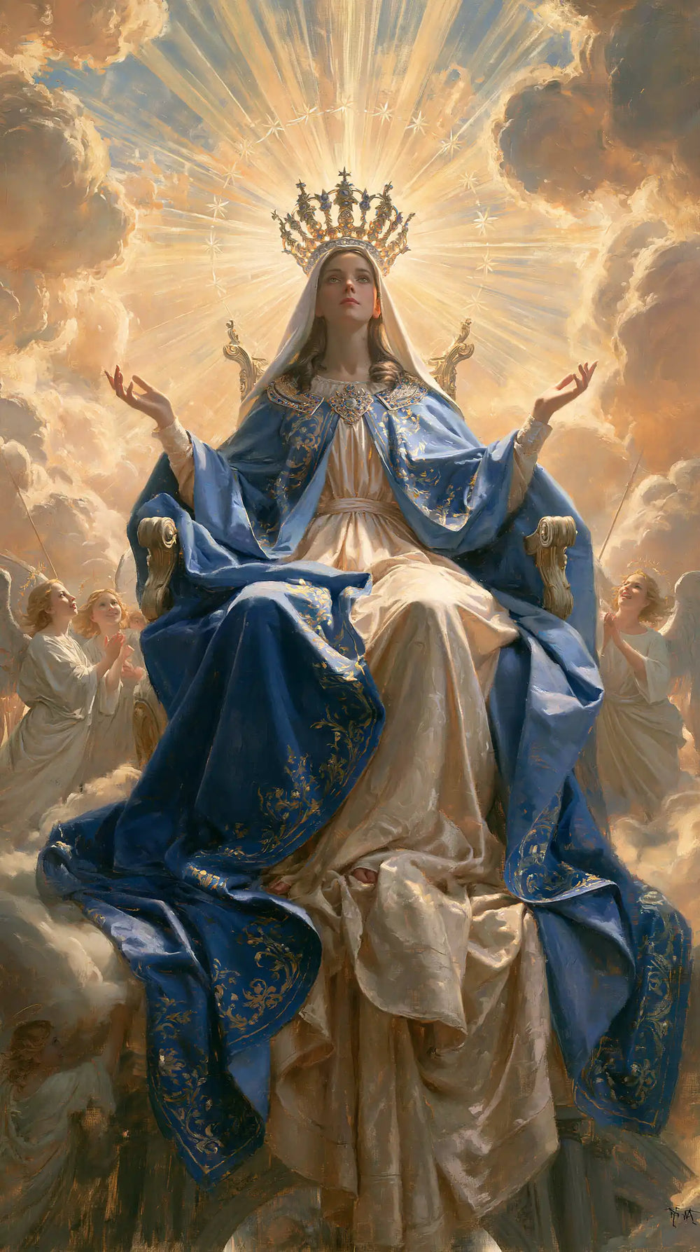 Mary glorified as Queen of Heaven in Heavenly Glory style, portrait Christian artwork no. 28