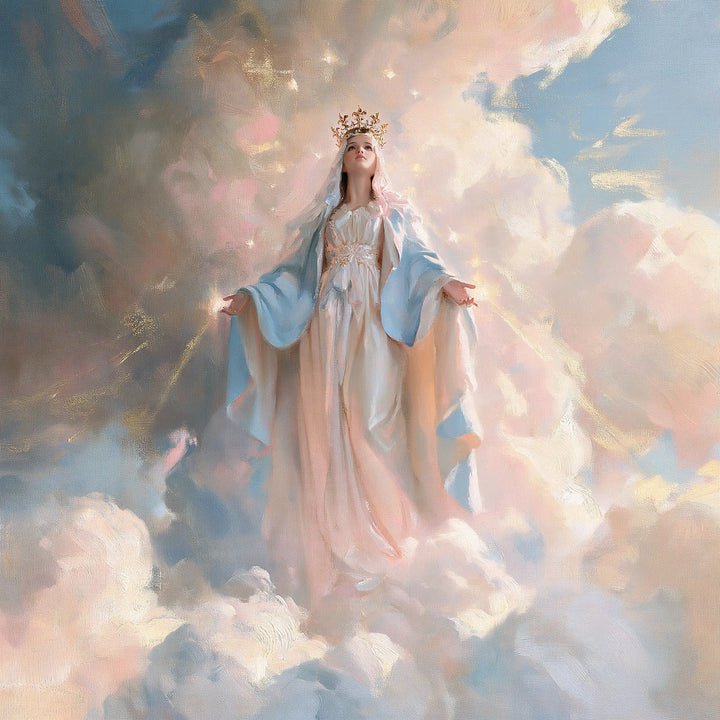 Mary, Queen of Heaven — The Rose Robe at the Threshold of Blue