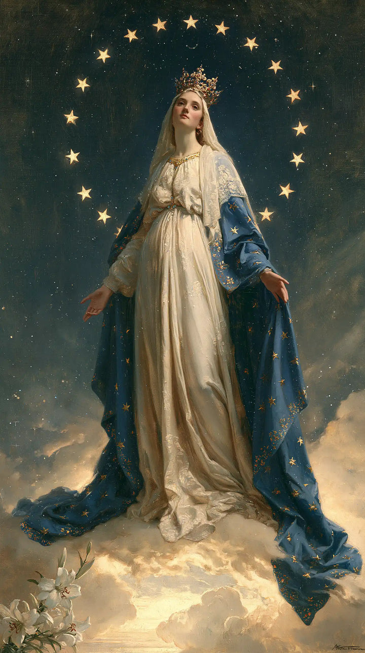 Mary, Queen of Heaven — The Golden Ring in Blue Silence