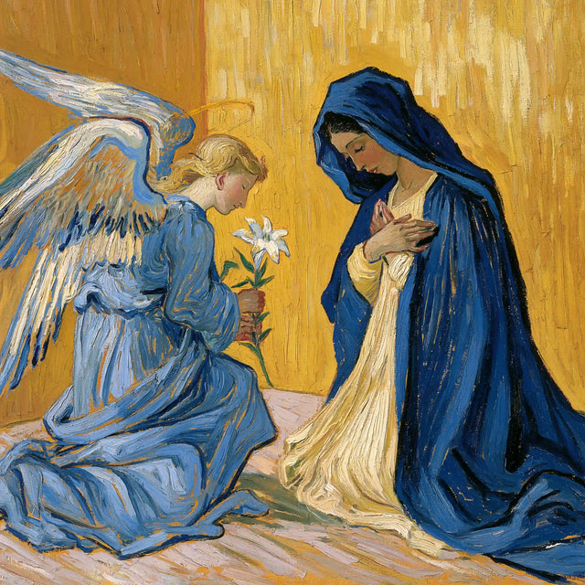 Mary Receiving the Lily – Post-Impressionist Annunciation · Square