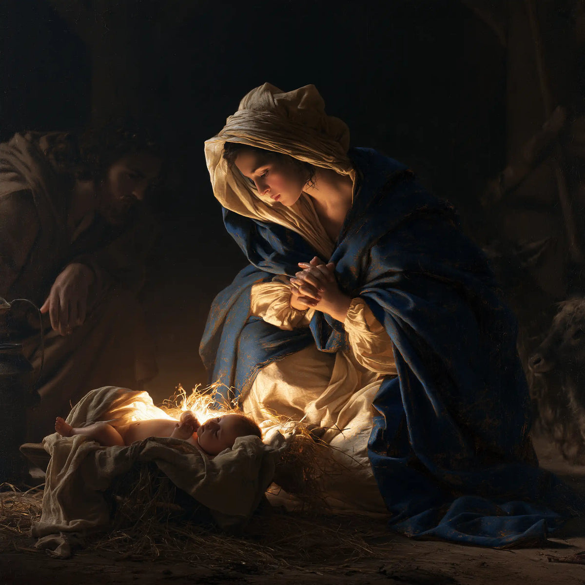 The Nativity — Reverence Within a Circle of Straw