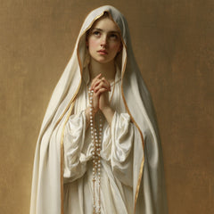 Our Lady of Fatima – Eyes Raised in Golden Light