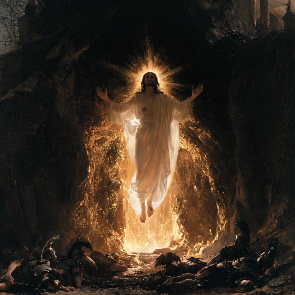 Resurrection of Jesus Christ in Black and Gold style, square Christian artwork no. 6