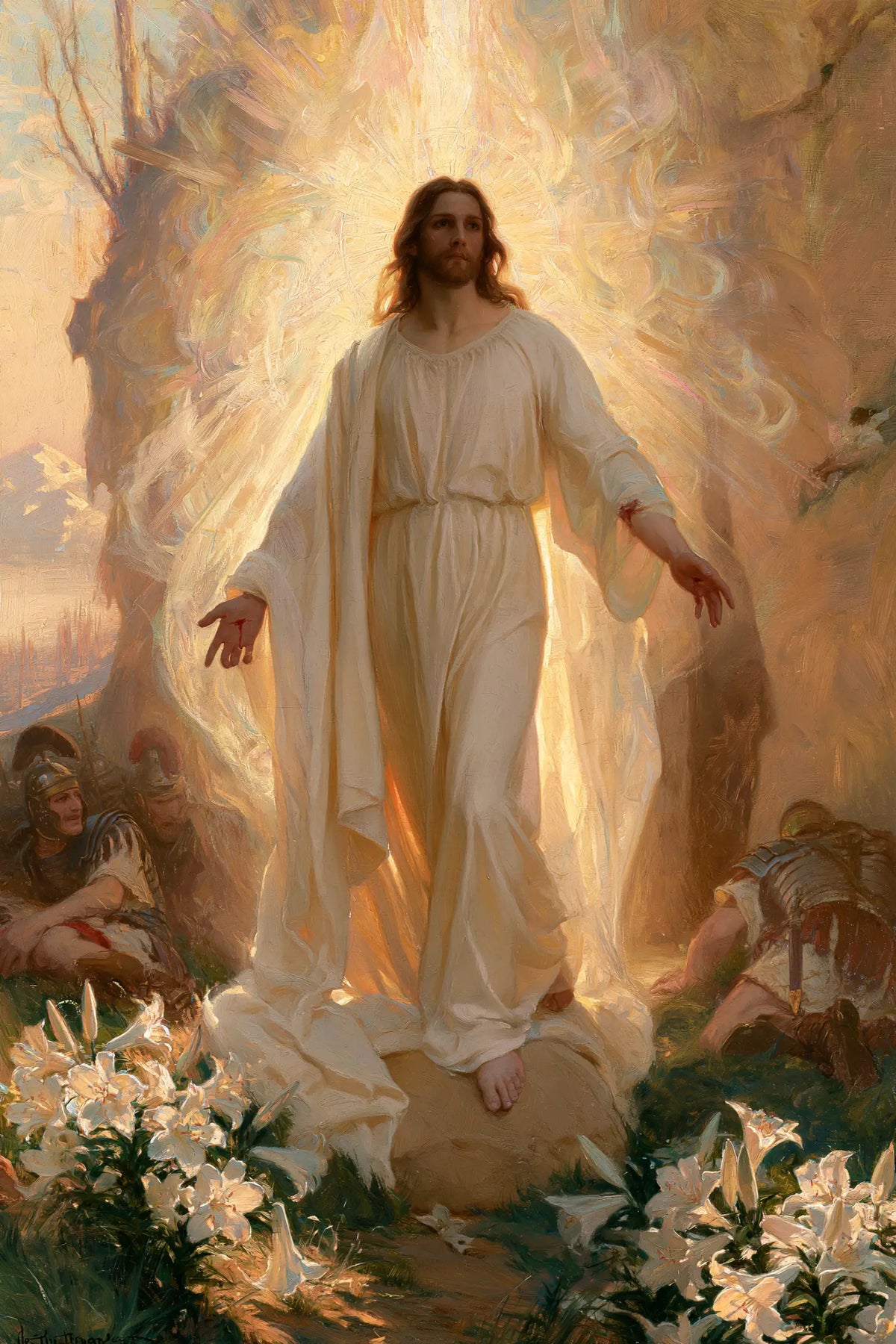 Resurrection of Jesus Christ in Expressionist style, portrait Christian artwork no. 12