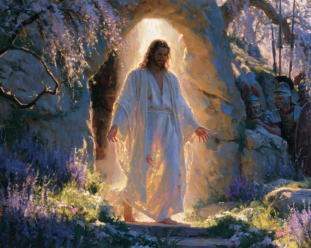 Resurrection of Jesus Christ in Impressionist style, landscape Christian artwork no. 8