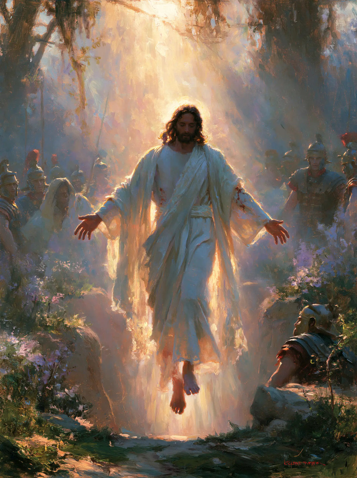 Resurrection of Jesus Christ in Impressionist style, portrait Christian artwork no. 16
