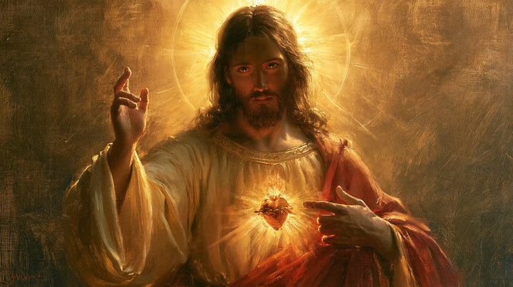 The Sacred Heart of Jesus — The Burning Heart Beneath the Shadowed Gaze