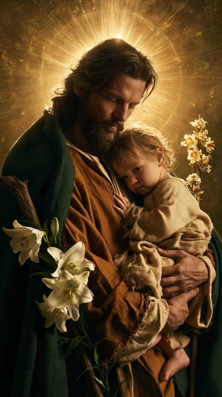 Saint Joseph with the Child Jesus – Sacred Gold · Portrait no. 7