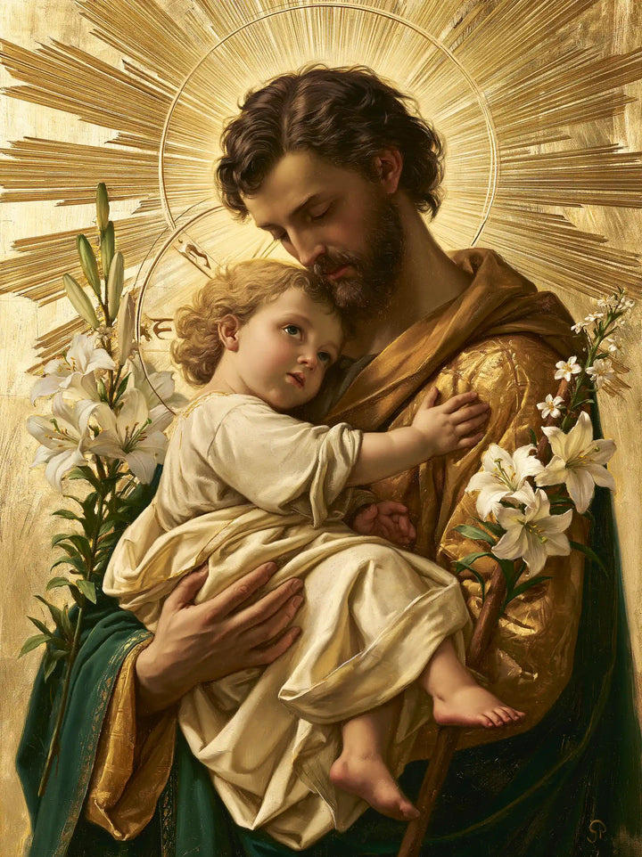 Saint Joseph with the Child Jesus – Sacred Gold · Portrait no. 13