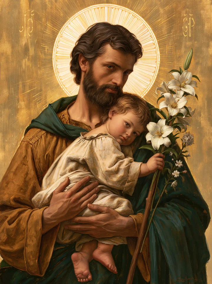 Saint Joseph with the Child Jesus – Sacred Gold · Portrait no. 15