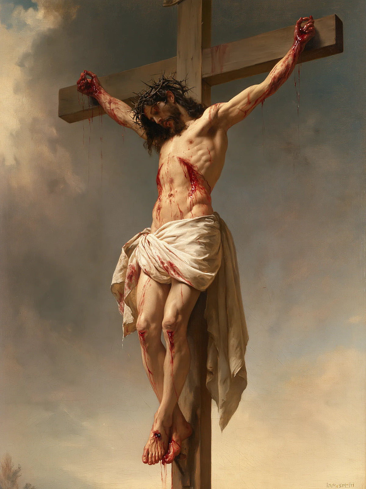 The Crucifixion – Vermilion Prayer Beneath the Cross