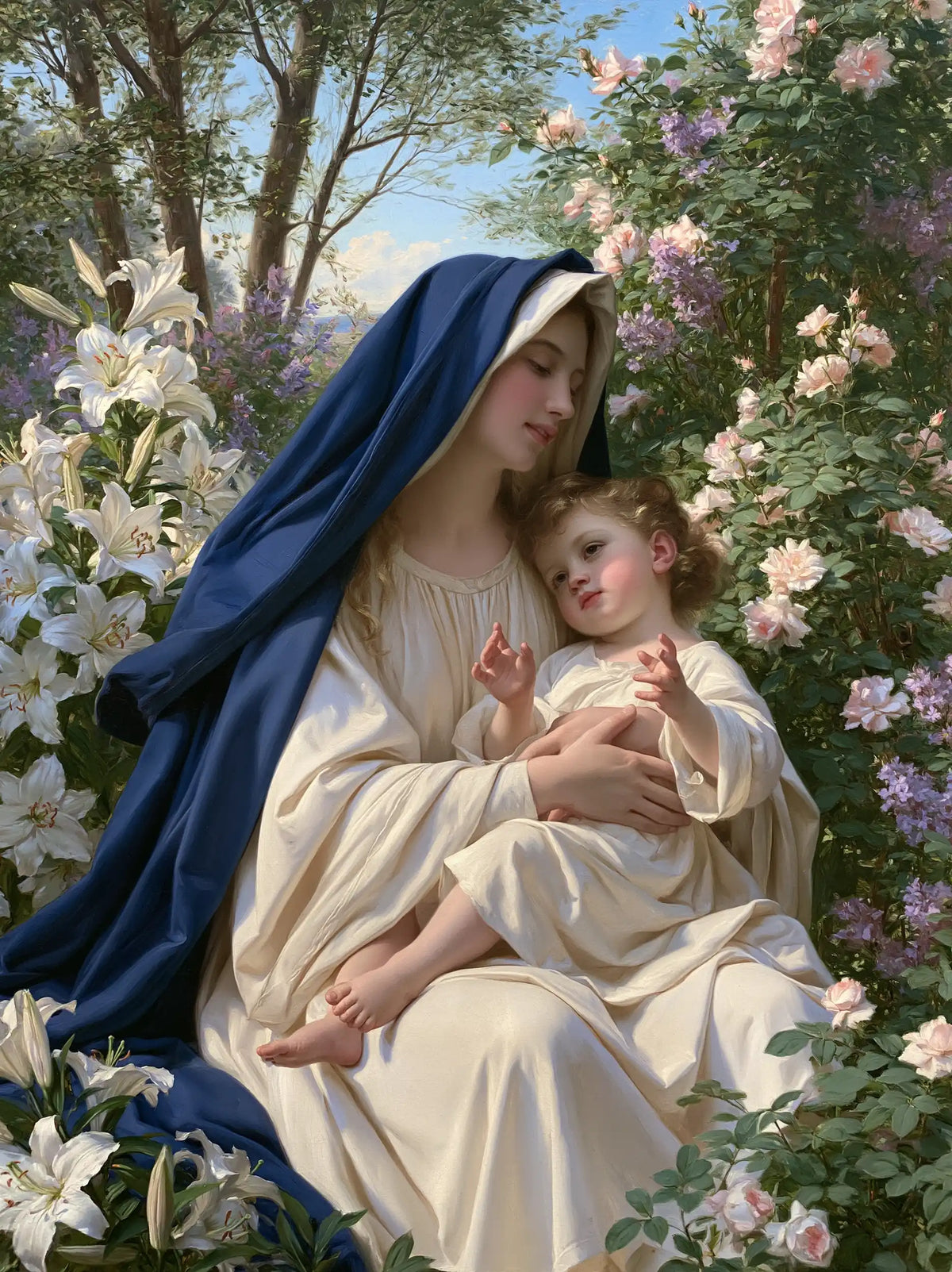 The Virgin Mary and Child Jesus — Seated Beneath the Olive Branches