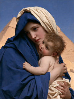 The Virgin Mary and Child Jesus — Small Embrace Before the Pyramid