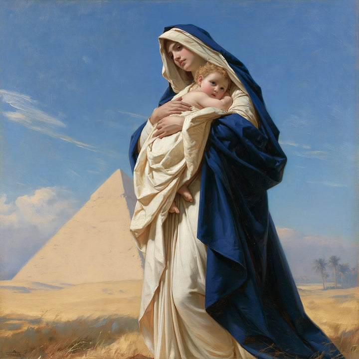 The Virgin Mary and Child Jesus — Standing Beneath the Pyramid Dawn