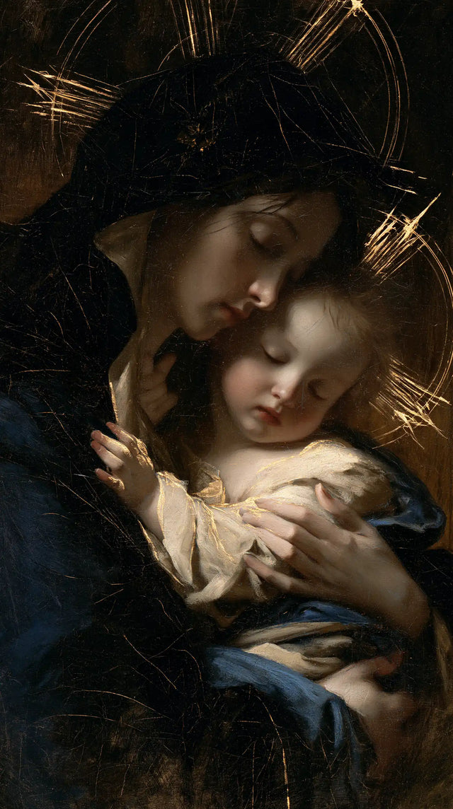Virgin Mary and Child Jesus - Black and Gold · Portrait n° 1