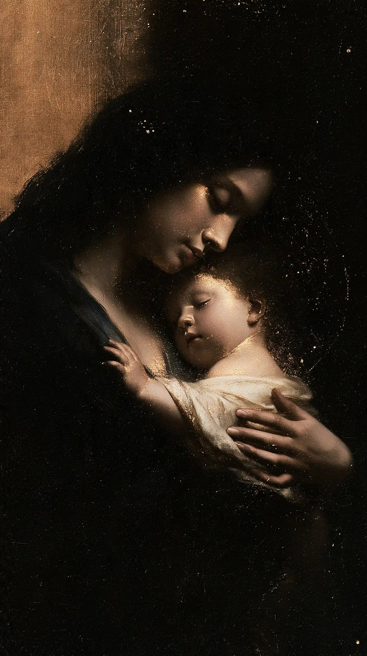 Virgin Mary and Child Jesus - Black and Gold · Portrait n° 2