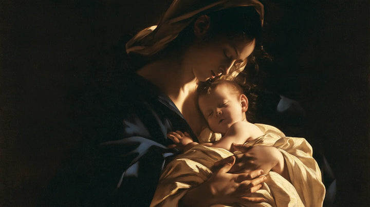 Virgin Mary and Child Jesus - Caravaggio Tenebrism · Landscape n° 7