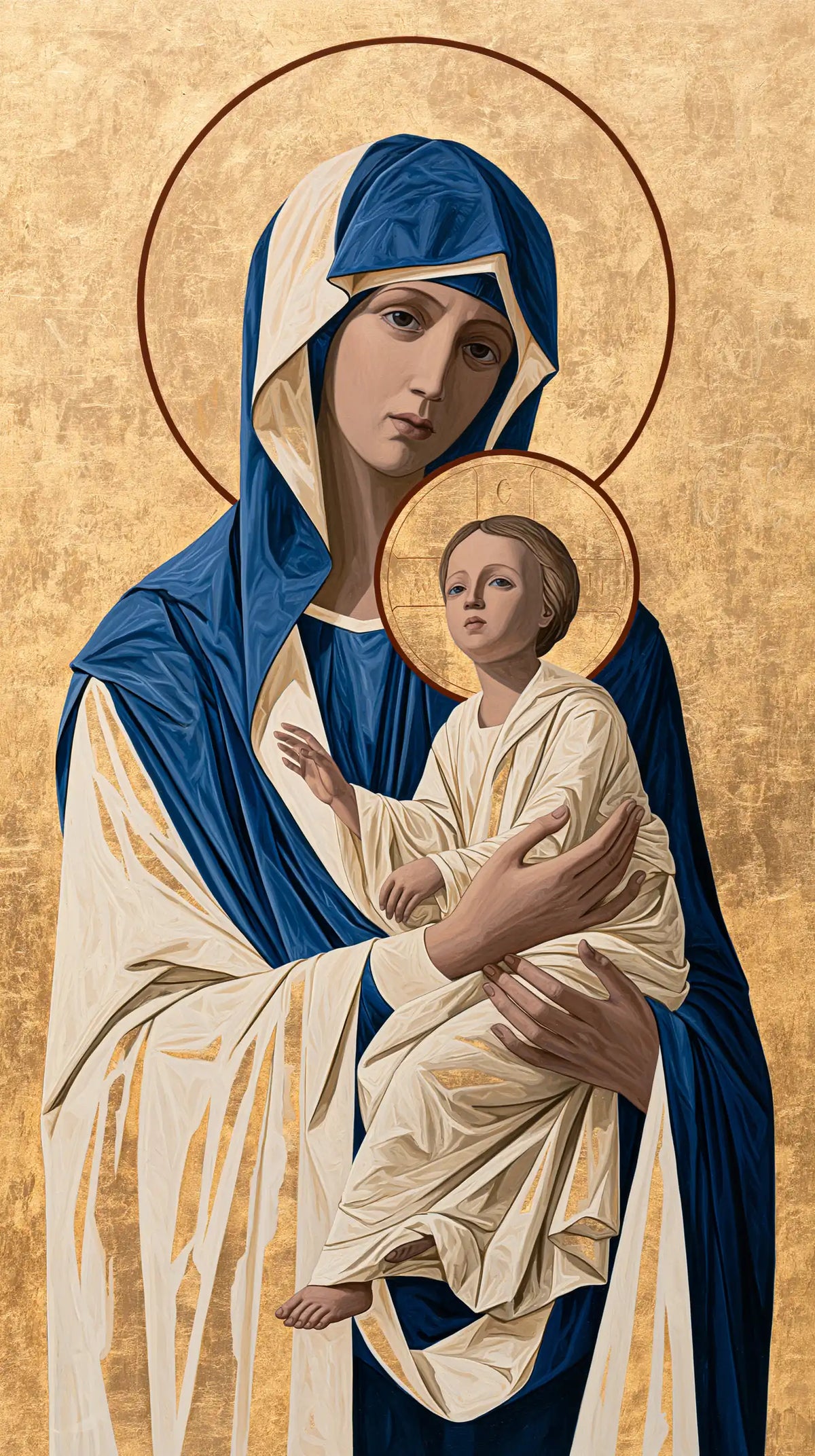 the Virgin Mary and the Child Jesus in Contemporary Byzantine style, portrait Christian artwork no. 15