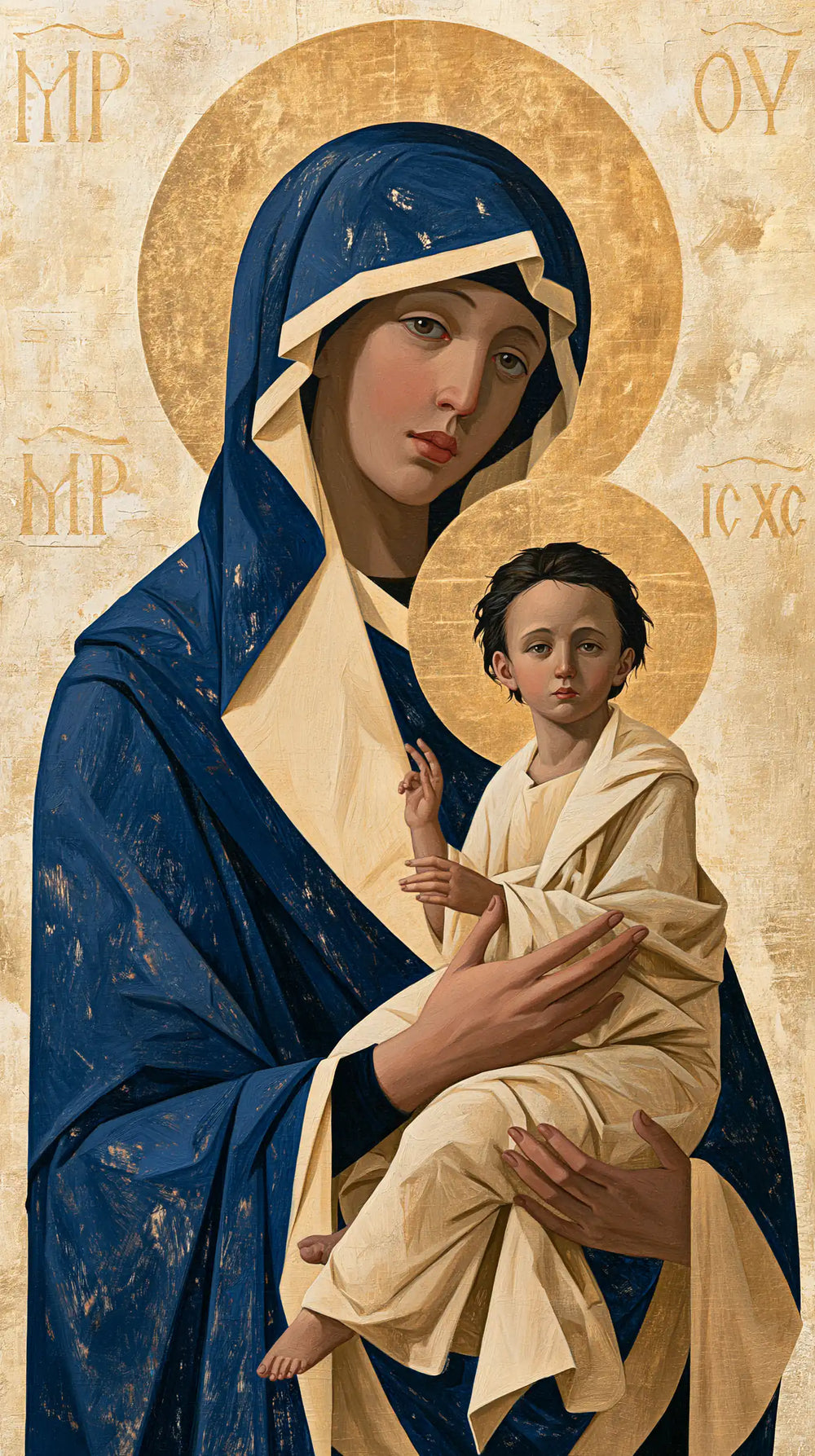 the Virgin Mary and the Child Jesus in Contemporary Byzantine style, portrait Christian artwork no. 18