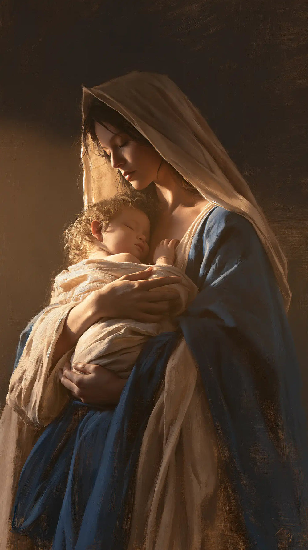 the Virgin Mary and the Child Jesus in Contemporary Minimalism style, portrait Christian artwork no. 1