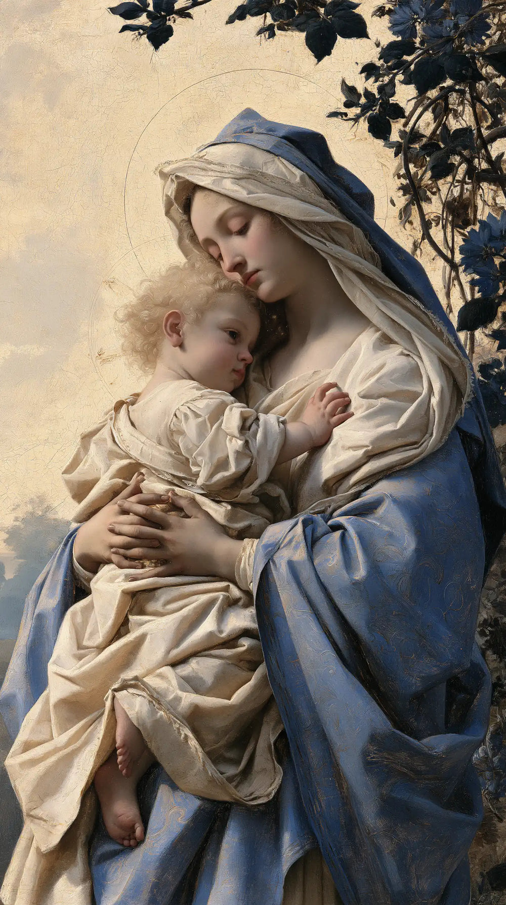 the Virgin Mary with the Child Jesus in Florentine Renaissance style, portrait Christian artwork no. 12