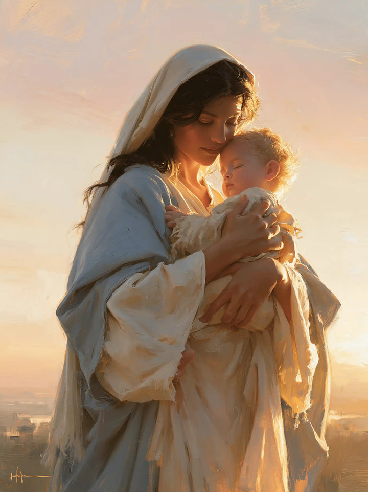 The Virgin and Child — Brow to Brow in Newborn Gold
