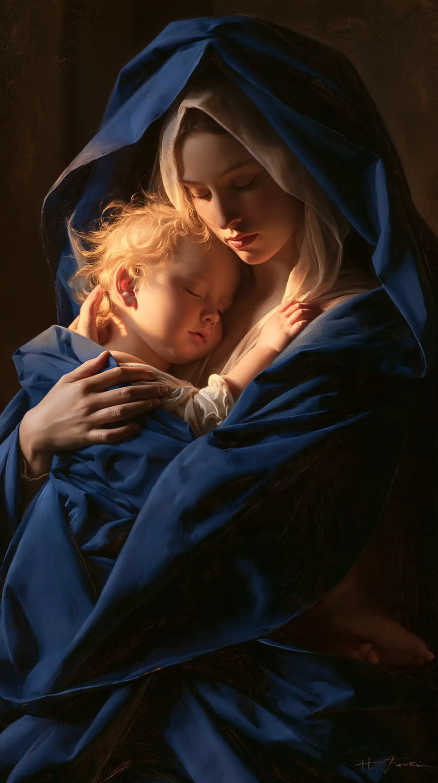 Virgin Mary and Child Jesus - Mary Protecting Jesus Beneath Her Mantle · Portrait n° 3