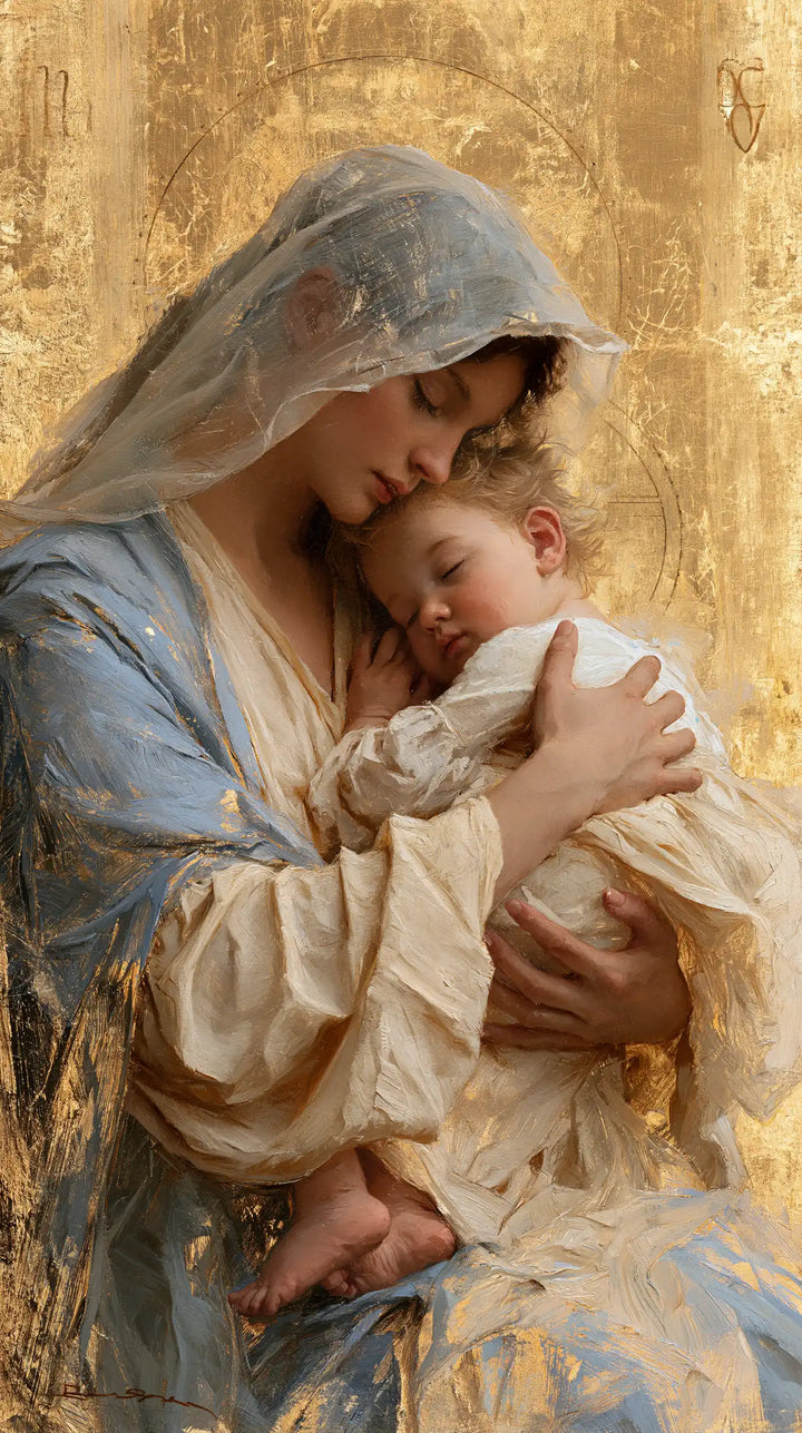 Virgin Mary and Child Jesus - Sacred Gold · Portrait n° 7