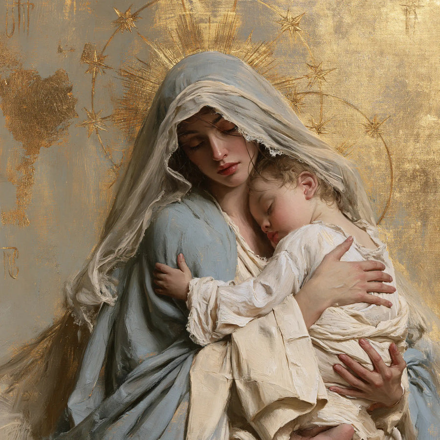 Virgin Mary and Child Jesus - Sacred Gold · Square n° 3