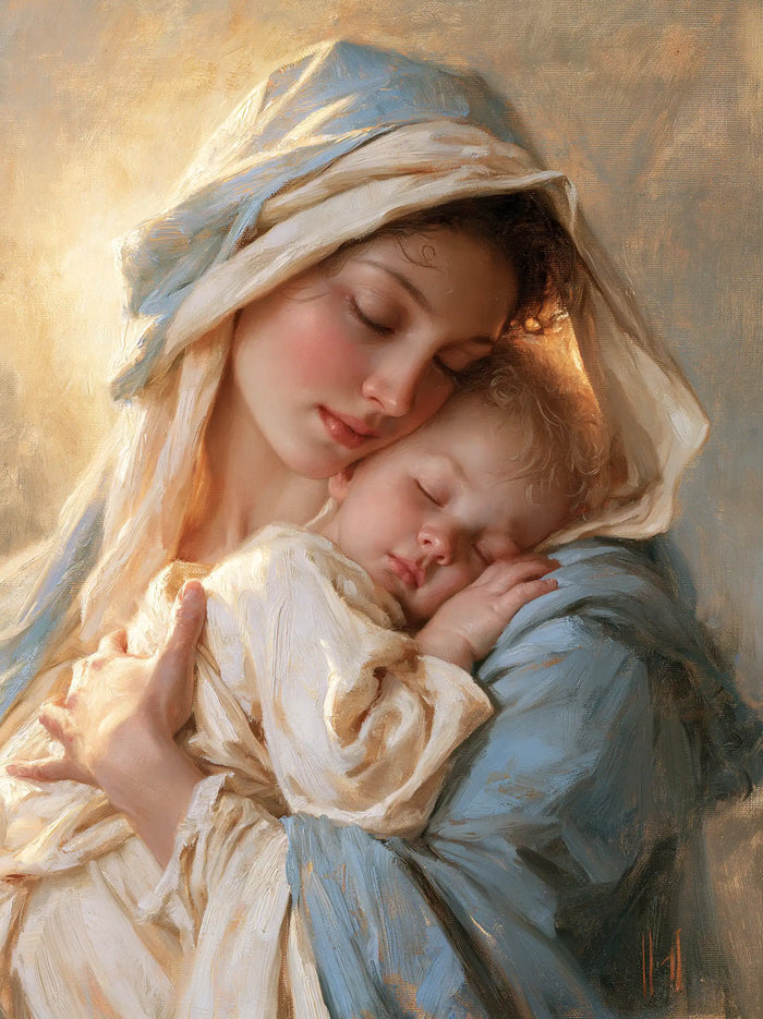 The Virgin and Child — Two Cheeks Resting in Gentle Blues