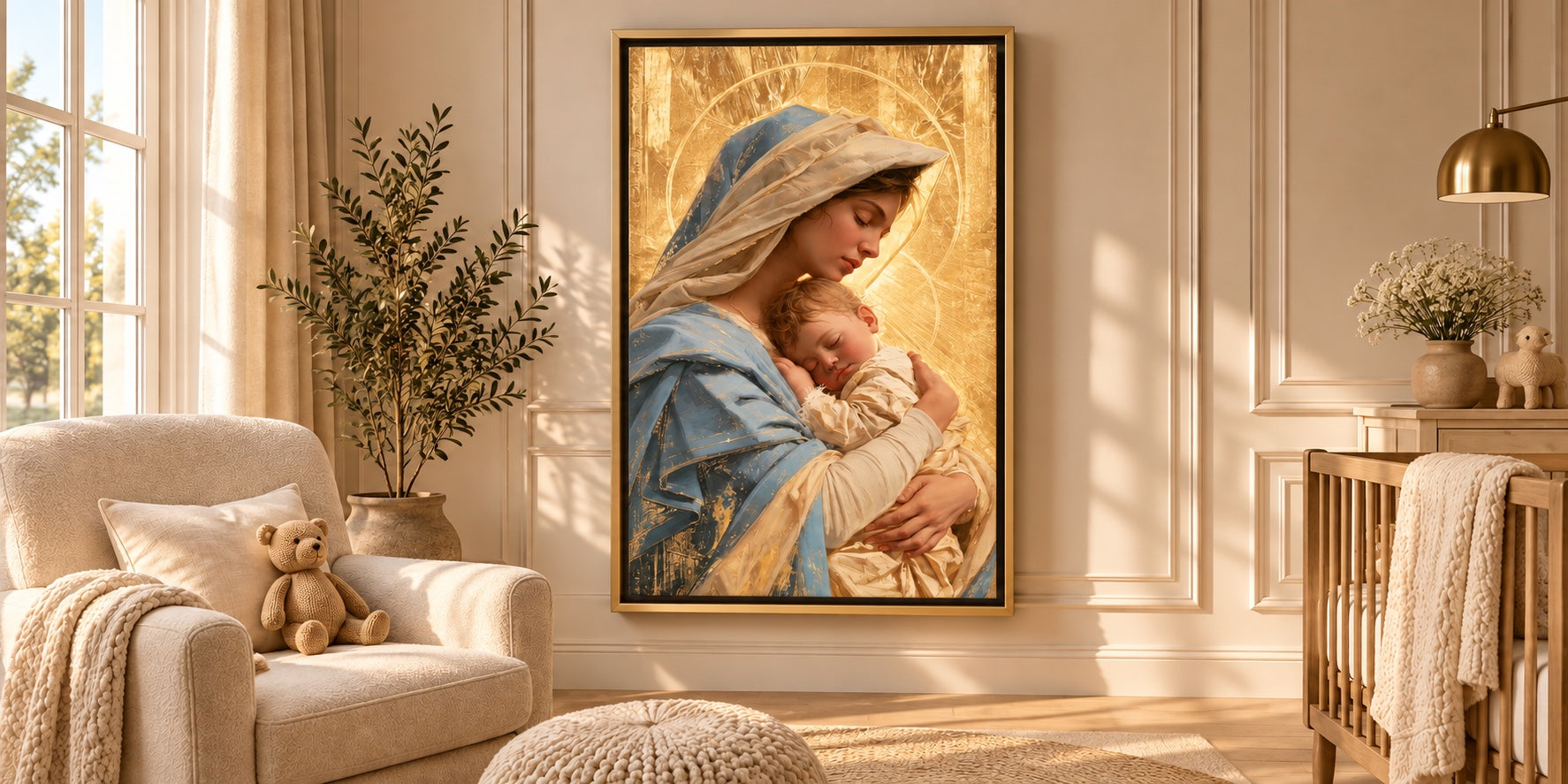 Virgin Mary and Child Jesus - Mary and Jesus in a Sacred Garden